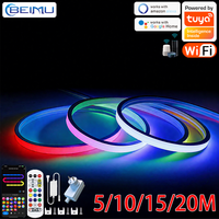 BEIMU 24V WIFI LED Neon Strip Lights Waterproof Music Sync Voice Control Support TUYA Smart Life Alexa For Home Outdoor Decor