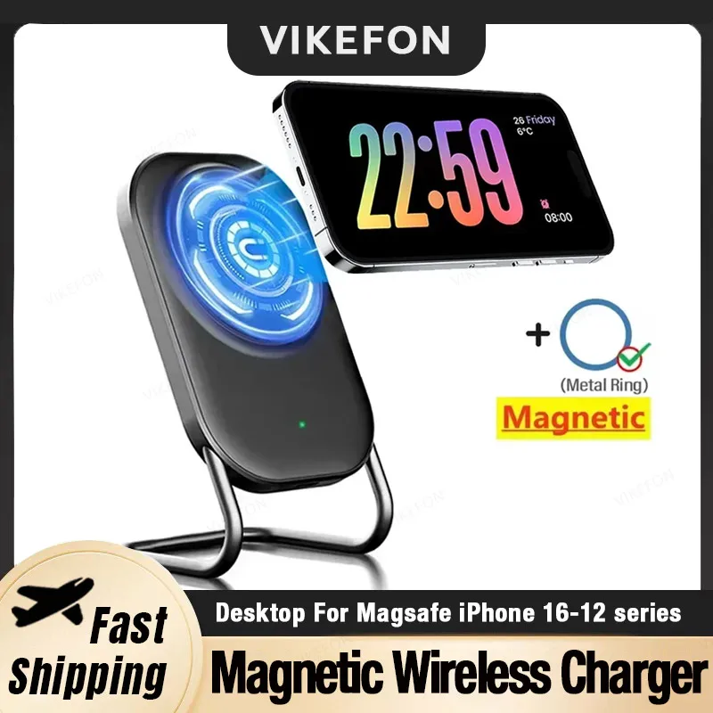 

Настольное магнитное беспроводное зарядное устройство, держатель для мобильного телефона для Magsafe iPhone 16, 15, 14, 13, 12 Pro Max, станция быстрой зарядки