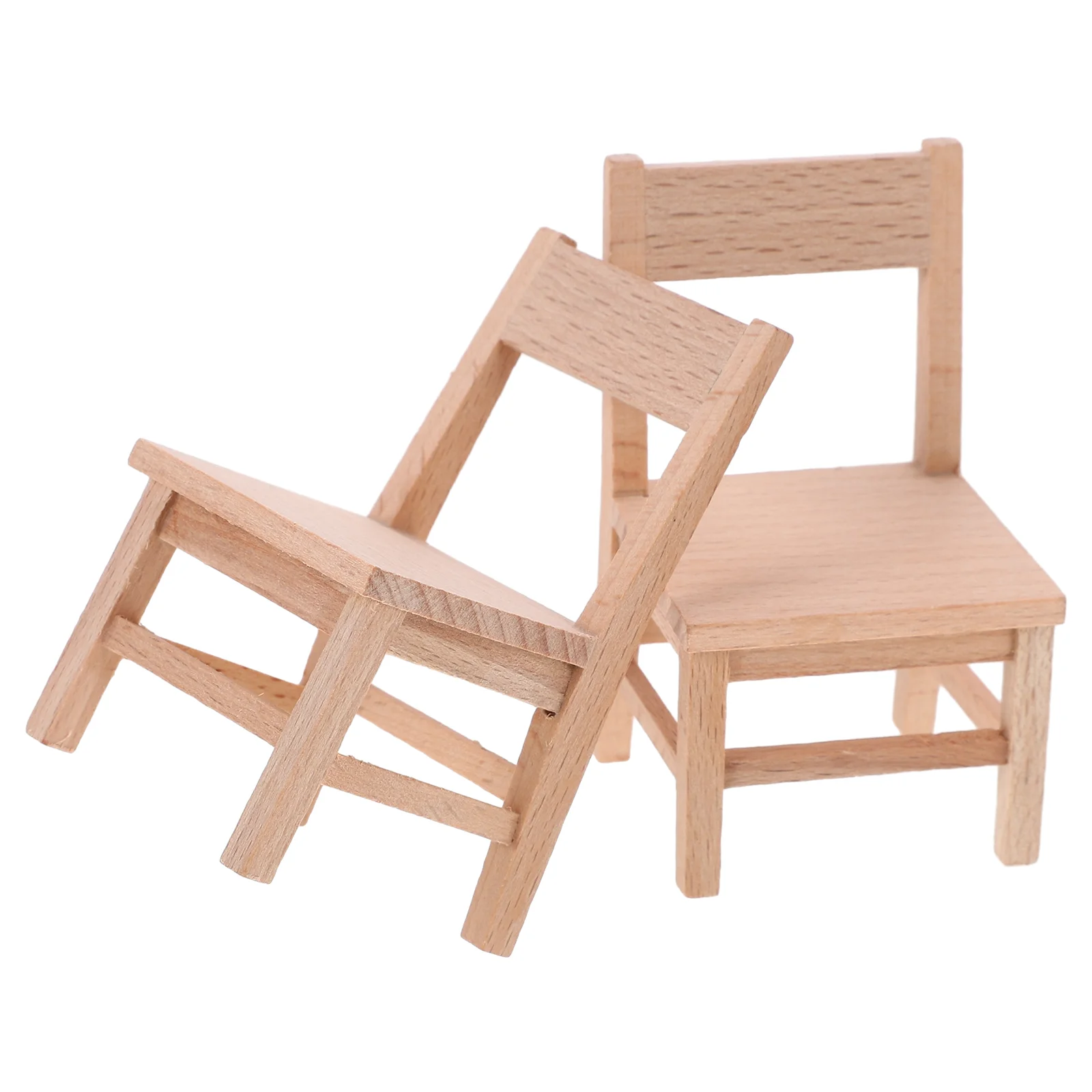 

2 Pcs Toy House Furniture Miniature Decor Chair Model Dining Decorative Realistic Landscaping Wood Play