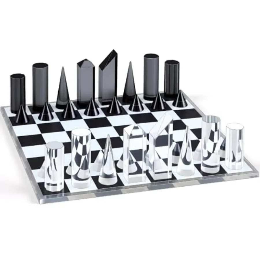 

Acrylic Chess Set for home office use, transparent acrylic material, clear color, ultra-slim modern design with smooth polished