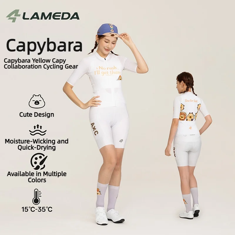 

Lameda Capybara Co-branded Unisex Short Sleeve Cycling Jersey Cartoon Pattern Spring Summer Breathable Road Mountain Bike Tops