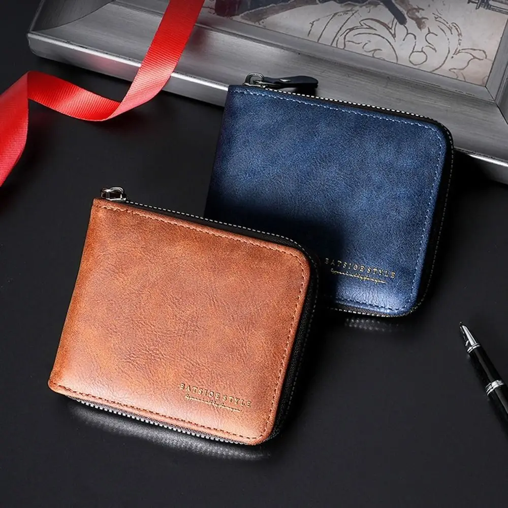 

PU Leather Men's Wallet Multi-functional Zipper Closure Business Wallet Luxury Large Capacity Student Purse Wallet Organizer