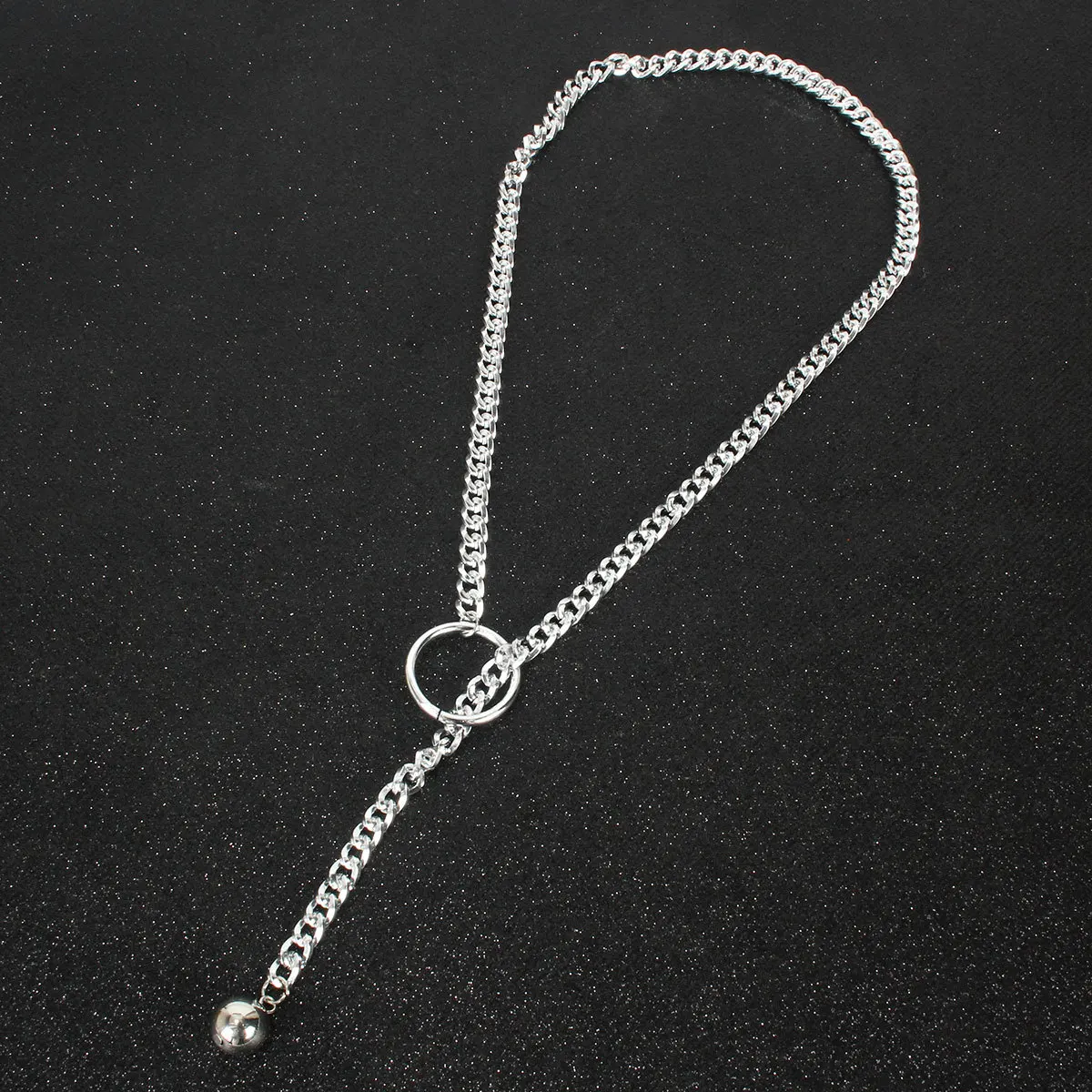 European and American fashionable and sexy necklace, metal chain circle necklace with pendant, foreign trade cross-border model