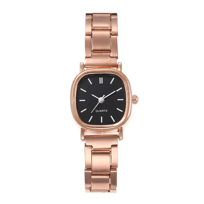 Retro Compact Simple Women's Square Student Watch with Steel Strap Fashionable Quartz Timepiece can be customized