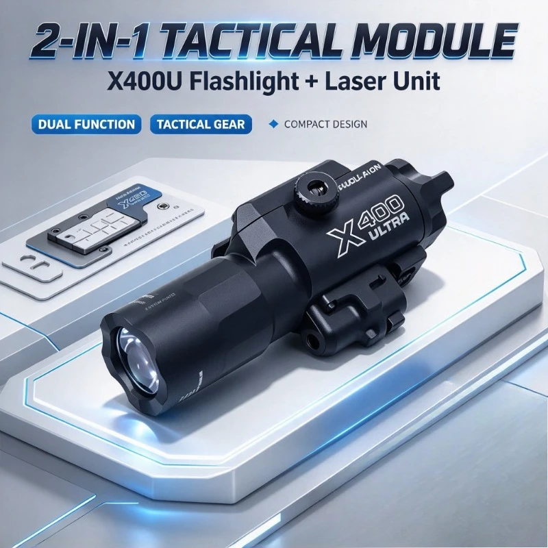 2-in-1 X400U Beam & Flashlight Module 20mm Rail Mount Separate Control Light Source DIY Model Wargame Upgrade Fittings