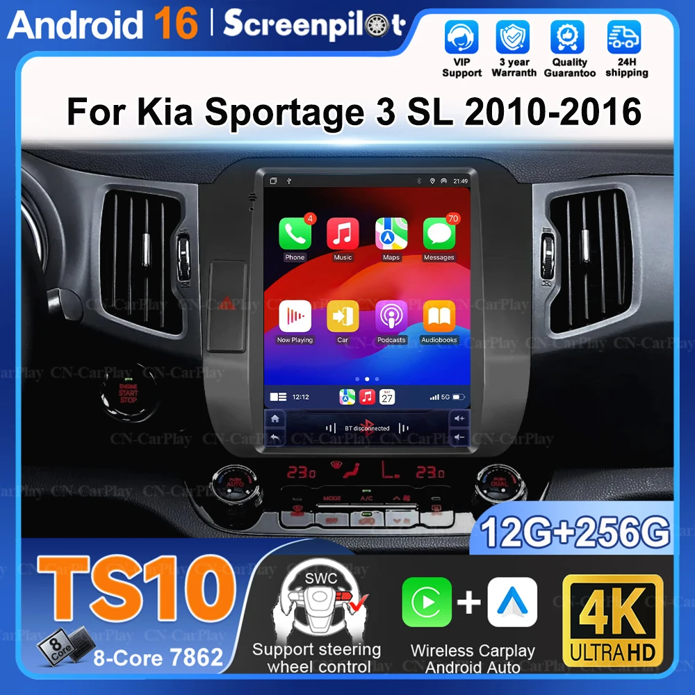 9.7 Inch For Kia Sportage 3 Sl 2010-2016 Style Android 16 Car Radio Carplay Android Auto Stereo Video Player Gps No 2 Din Dvd