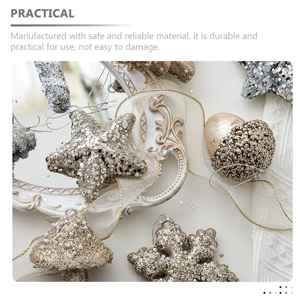 

4pcs Christmas Ball Decoration Set DIY Home Festive Hanging Ornaments Xmas Tree Decorations Gold Mushroom Star