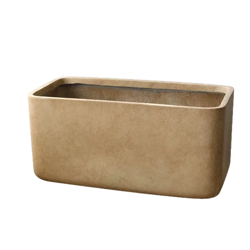 Rectangular Flower Pot Magnesium Clay Long Strip Planter Landscape Decorative Piece Floor-Standing Flower Pot