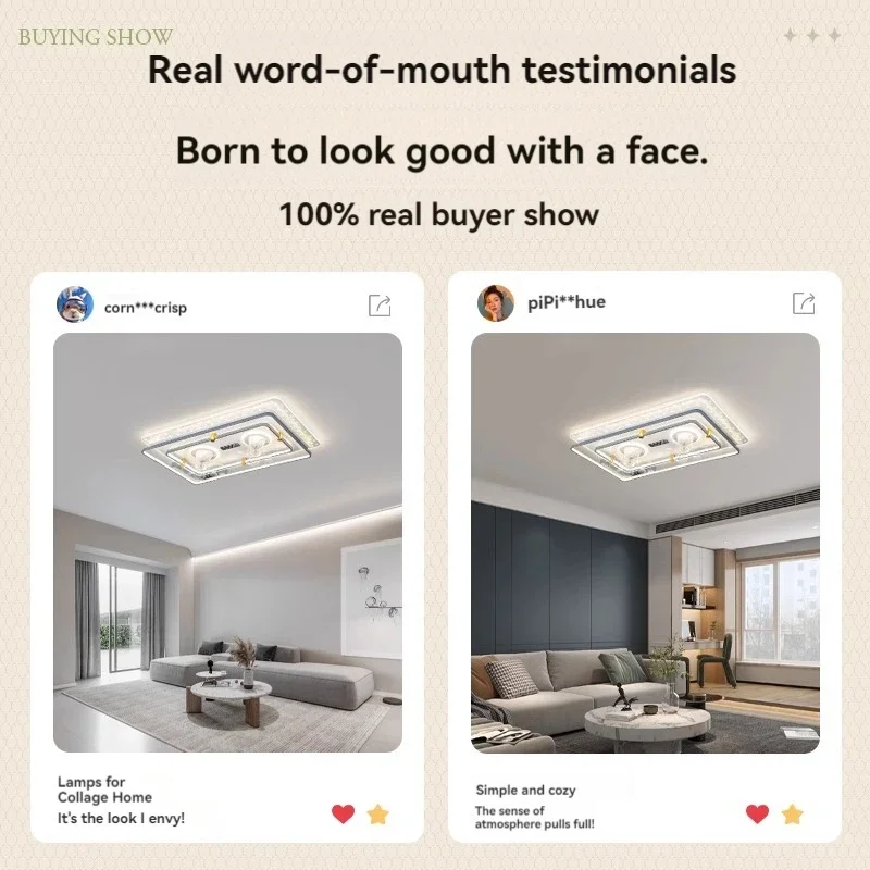 Lámparas de ventilador de techo para sala de estar, Interior moderno, regulable con control remoto, acrílico, espectro completo para dormitorio