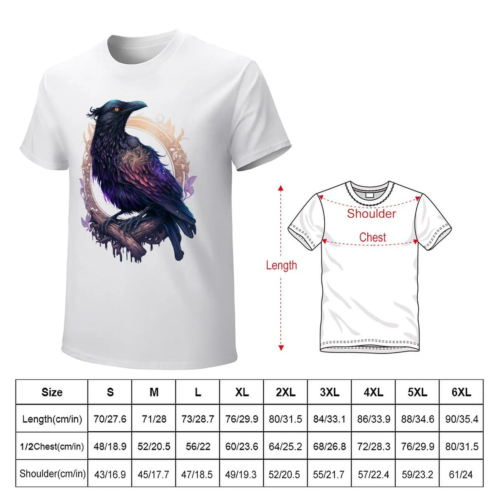 Highly Detailed Vivid Magical Raven - Blackbird - Crow T-shirt customs aesthetic clothes t shirts men