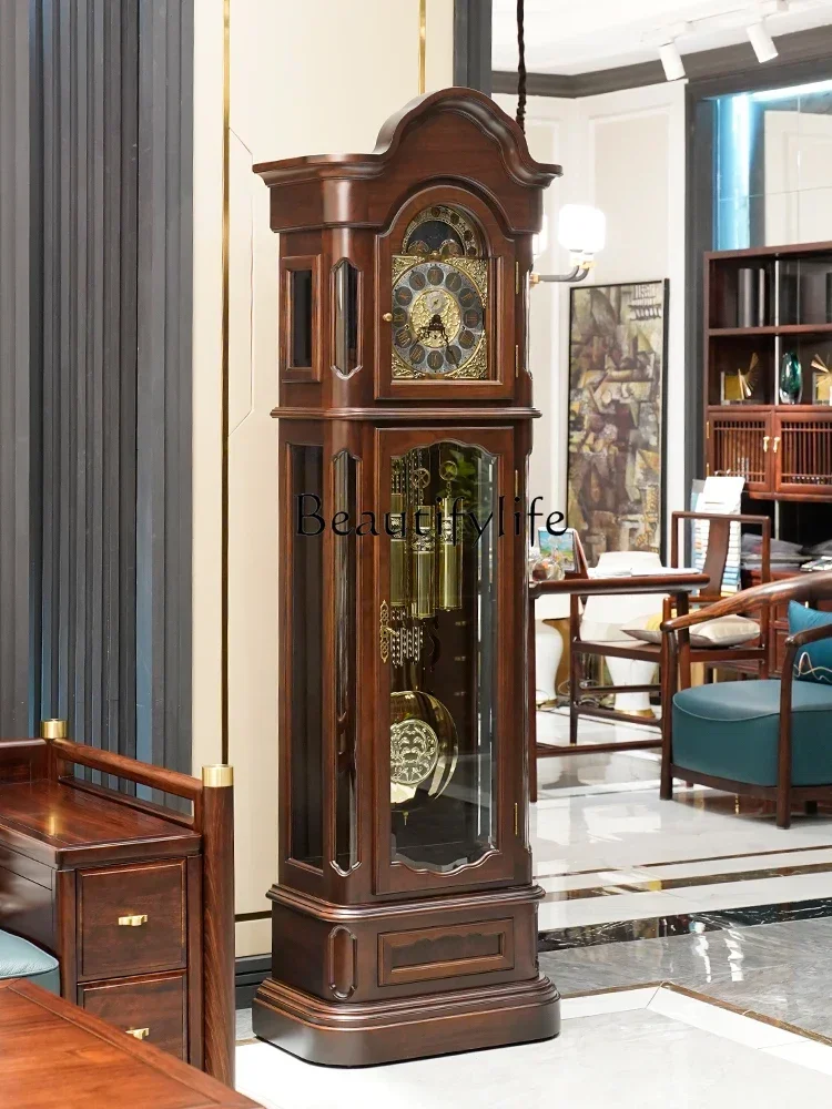 German Hermle New Chinese Style the Grandfather Clock Living Room Villa Solid Wood Clock Retro Pendulum Clock Vertical