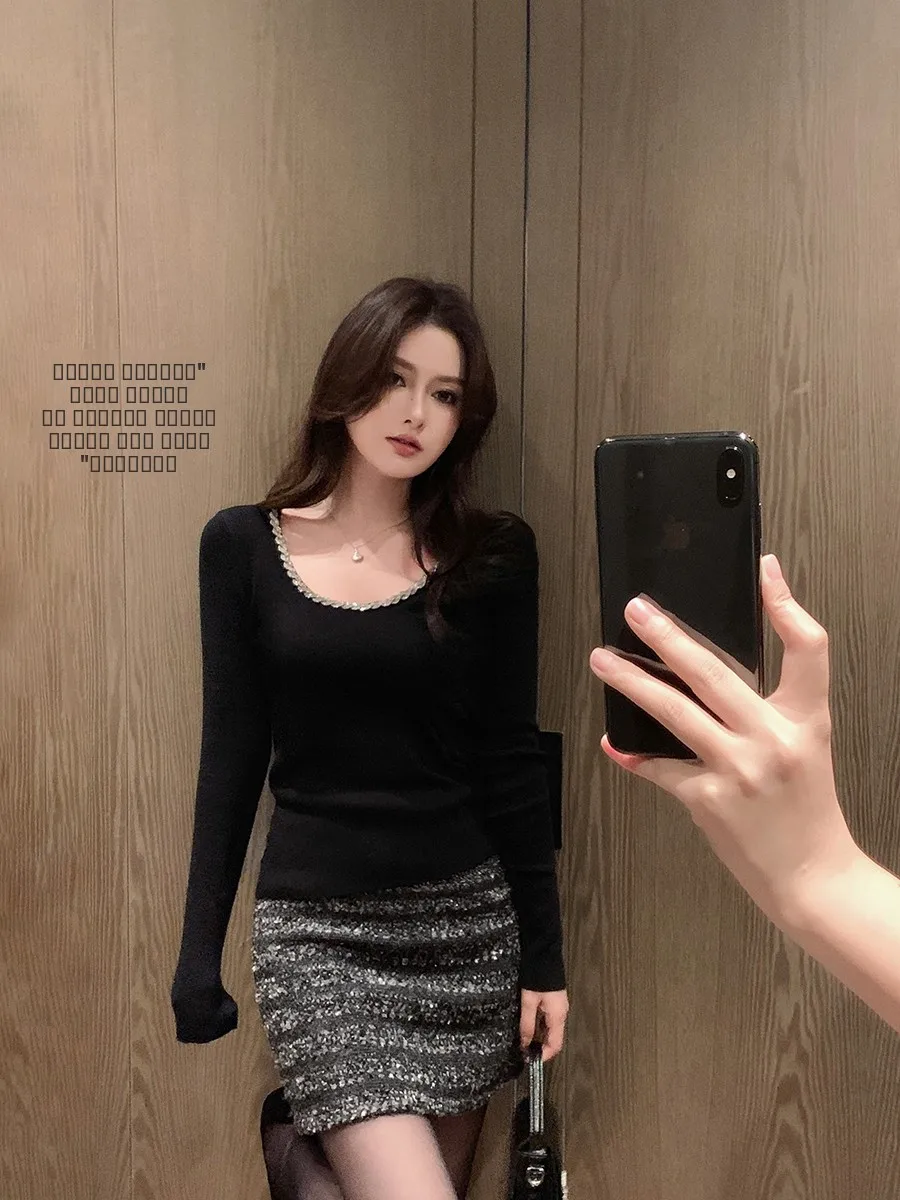 

Женский вязаный свитер Ms.Daoge, облегающий, элегантный, для повседневной носки, можно носить как внутренний или внешний слой, подходит для осени и зимы.