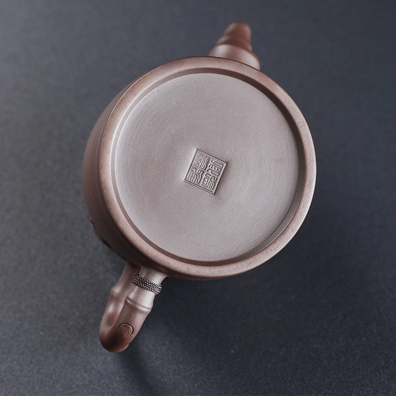 Handmade Antique Purple Clay Teapot Yixing  Filter Beauty Kettle Bamboo Knot Design Dahongpao Pu\'er Tea Red Teapot Accessories