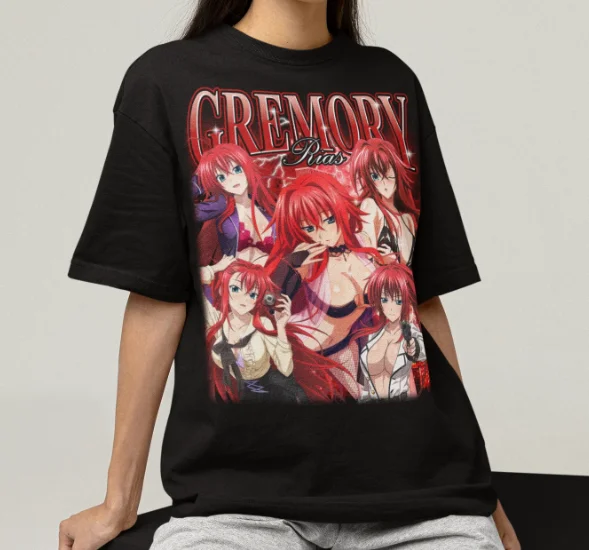 

High School DxD Rias Gremory Tee Merch T-shirts Cosplay Women Men Fashion Casual Crewneck Short Sleeve Streetwear T-shirt Gift
