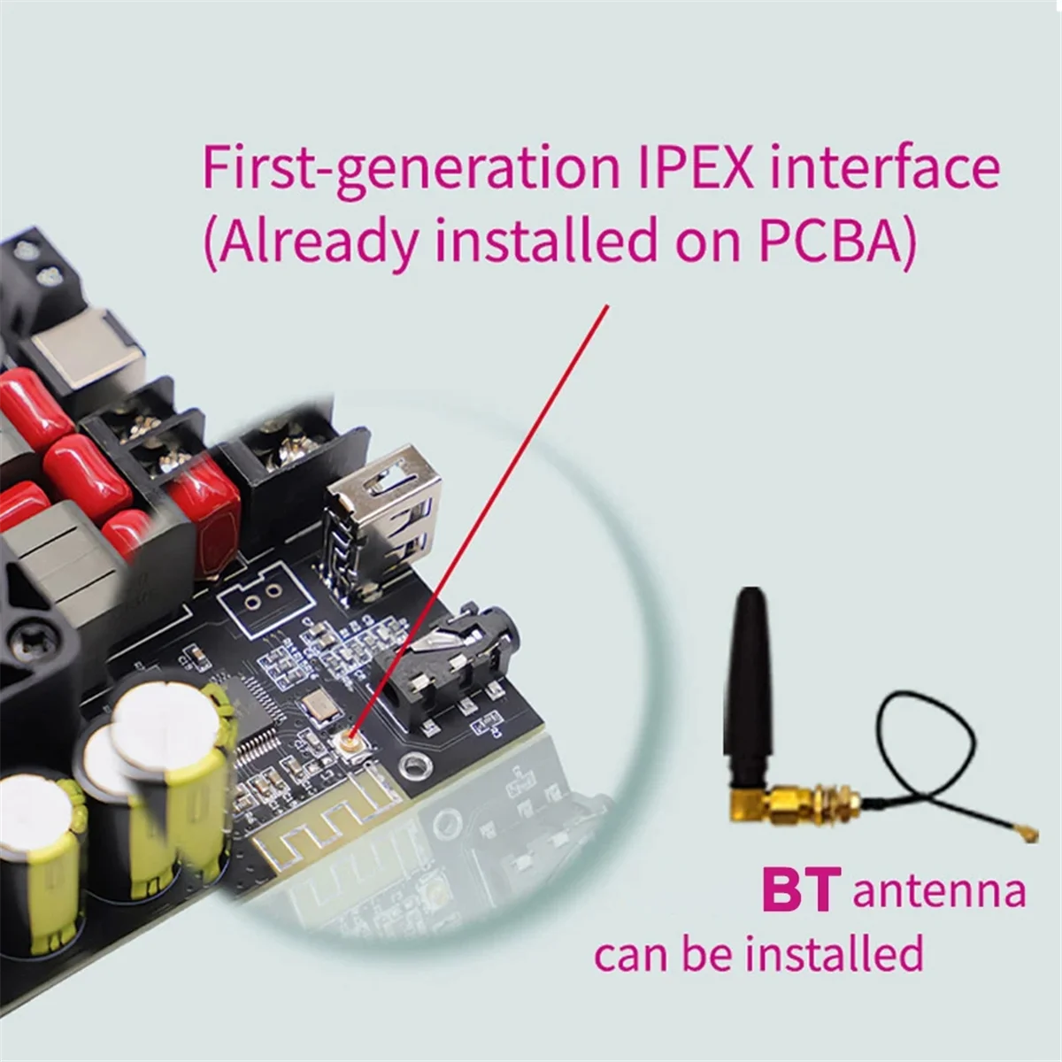 POP-l220Wx2 fiebergradiges verlustfreies Bluetooth-Audioverstärkerplatinenmodul Stereo-Einstellung für hohe und niedrige Bässe