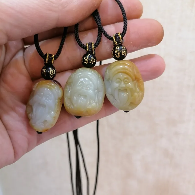 Natural Chinese Hetian Jade Seed Material Hand-carved Fortune Pendant Fashion Jewelry Men\'s and Women\'s Necklace Popular Gifts