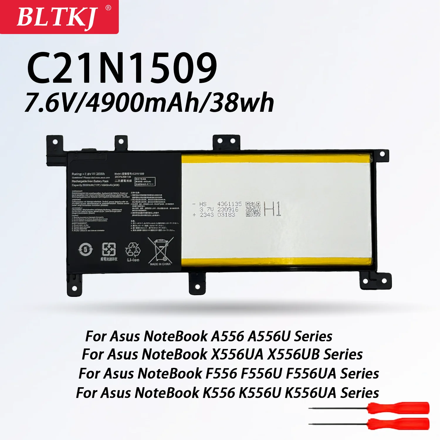 NEW C21N1509 Laptop Battery for Asus X556U X556UA X556UB X556UF X556UJ X556UQ X556UR X556UV A556U K556U F556U FL5900U VM591U