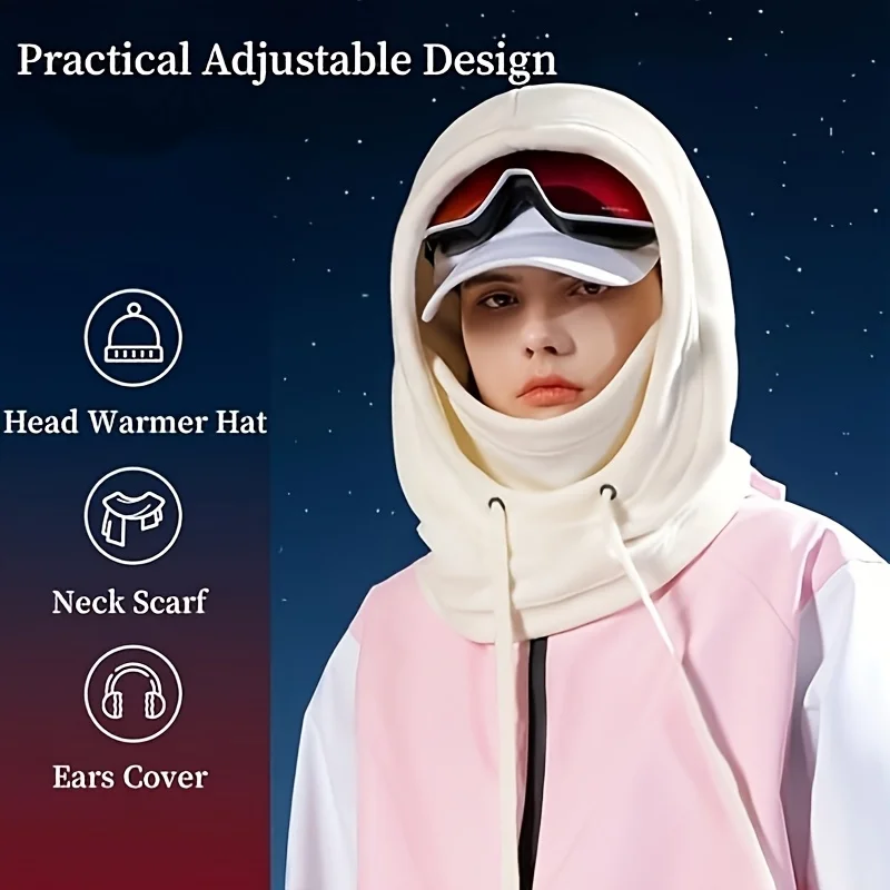 Winter Warm Balaclava Thermal Windproof Hood Motocycle Face Cover Polar Fleece Cycling Neck Moto Full Mask Outdoor Hat Cold Cap