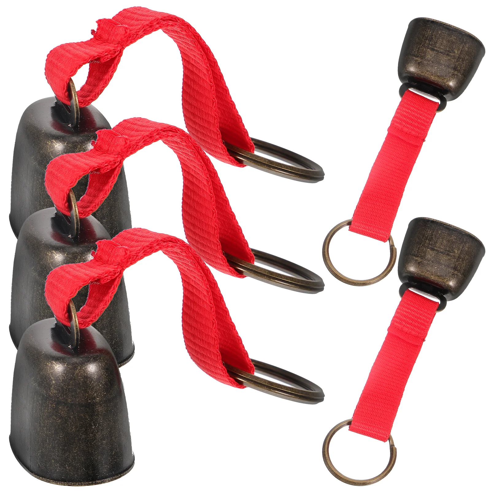 

5pcs Mountaineering Camping Hiking Accessories Red Cloth Bear Bell Anti Lost Cow Bells for Outdoor Pets Metal Bells
