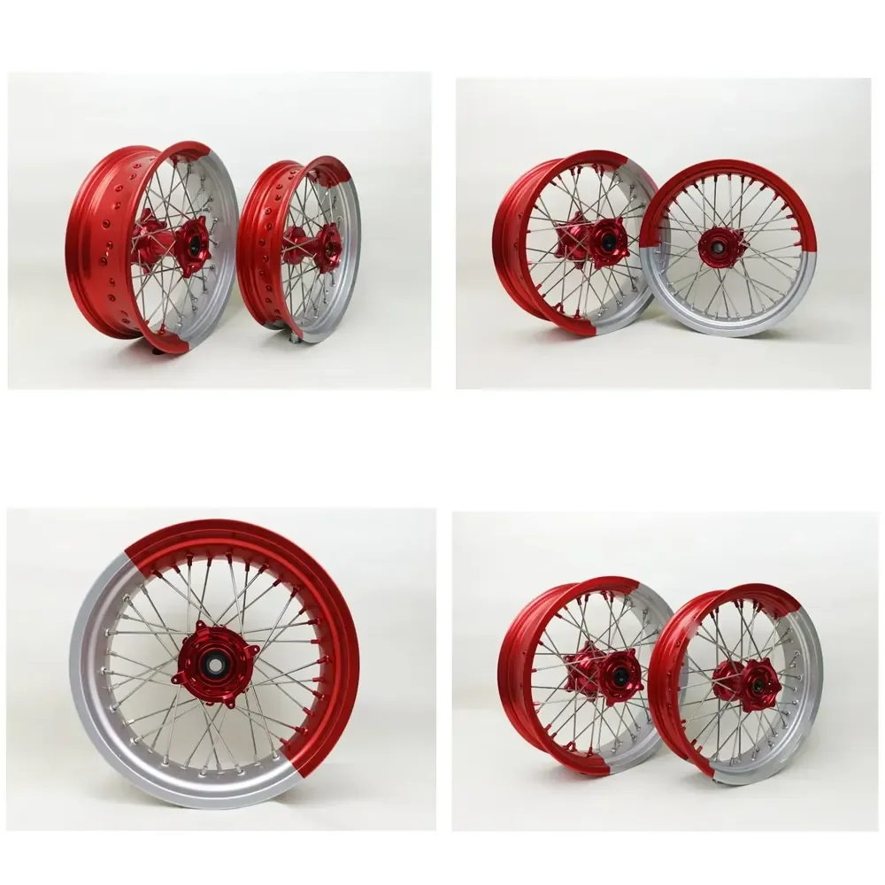 【2026 New Design】 Fit CR125/CR250R/CRF250R/CRF450R/CRF250X/CRF450X/CRF250/450 Bi-color 16/17 Inch Supermoto Wheel Wheels Set