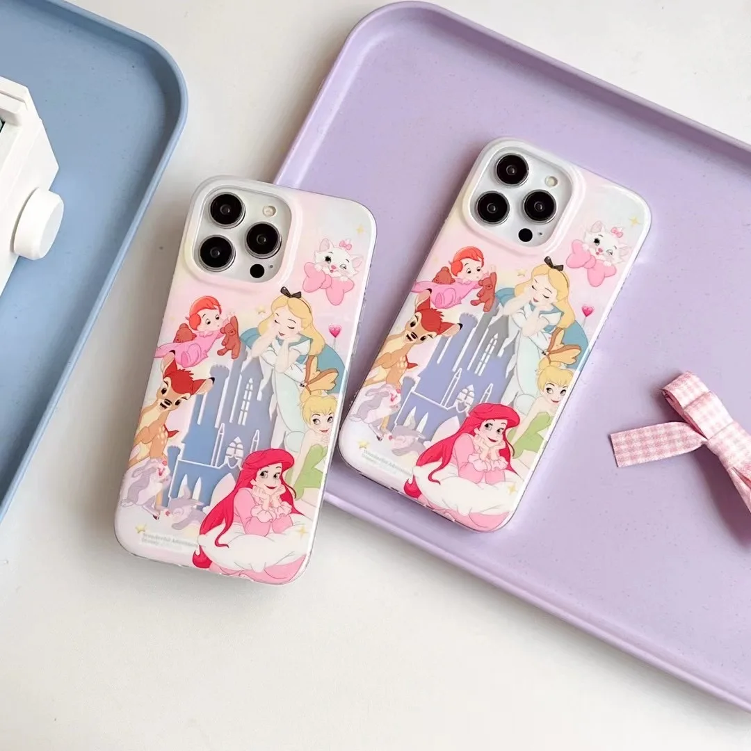 الفاخرة ديزني لطيف خرافة القلعة حورية البحر أليس الأميرة الليزر قضية الهاتف آيفون 15Pro ماكس 12 13 14 11 الكرتون الغطاء الخلفي