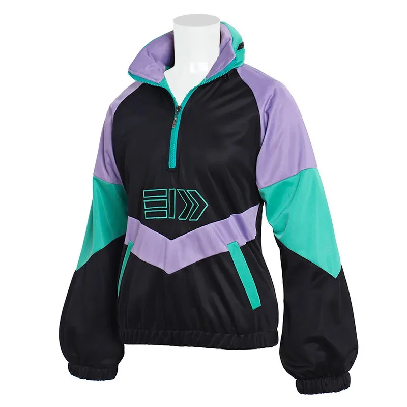 

COSda@Game Splatoon Vintage Cosplay Costume Top Adult Unisex Casual Pullovers Sweatshirt Coat Contrast color Zipper Hoodie TopCO