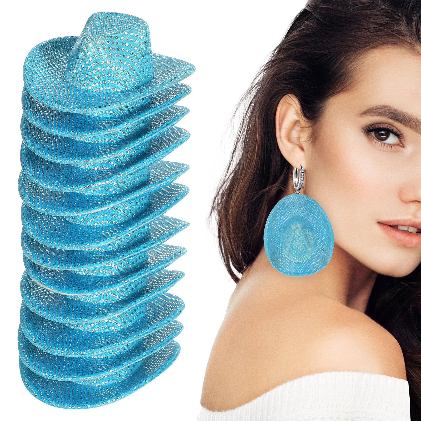 12 stuks Mini Glitter Cowboyhoeden Voor Ambachten: Stevig Polyester Mini Cowgirl Hoeden Bulk Diy Haaraccessoires Wijnfles Covers Party