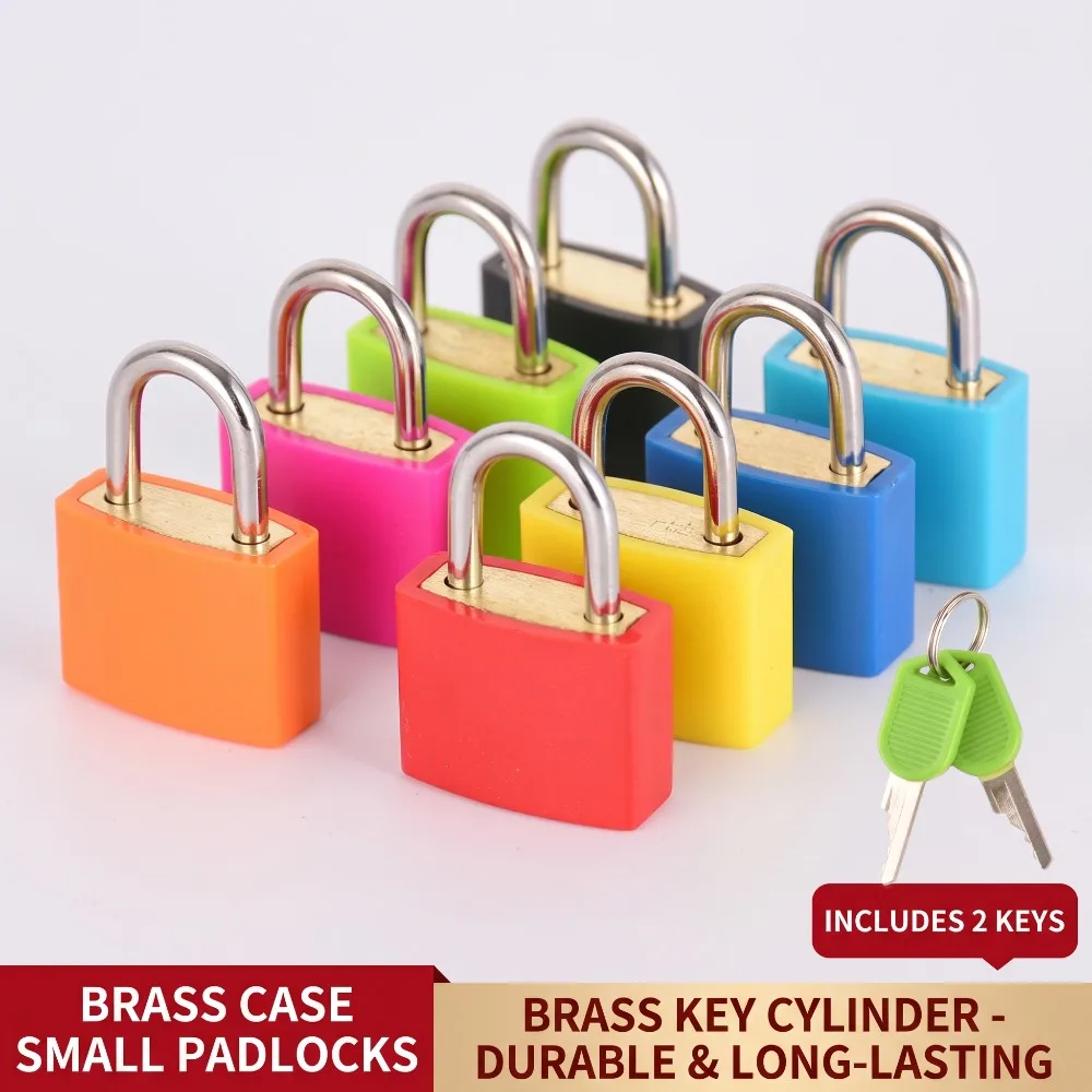 1 Set (1 Lock + 2 Keys) Metal Padlocks, Colorful Plastic Luggage Locks with Keys for Luggage, Gym Bags & School Locker Set