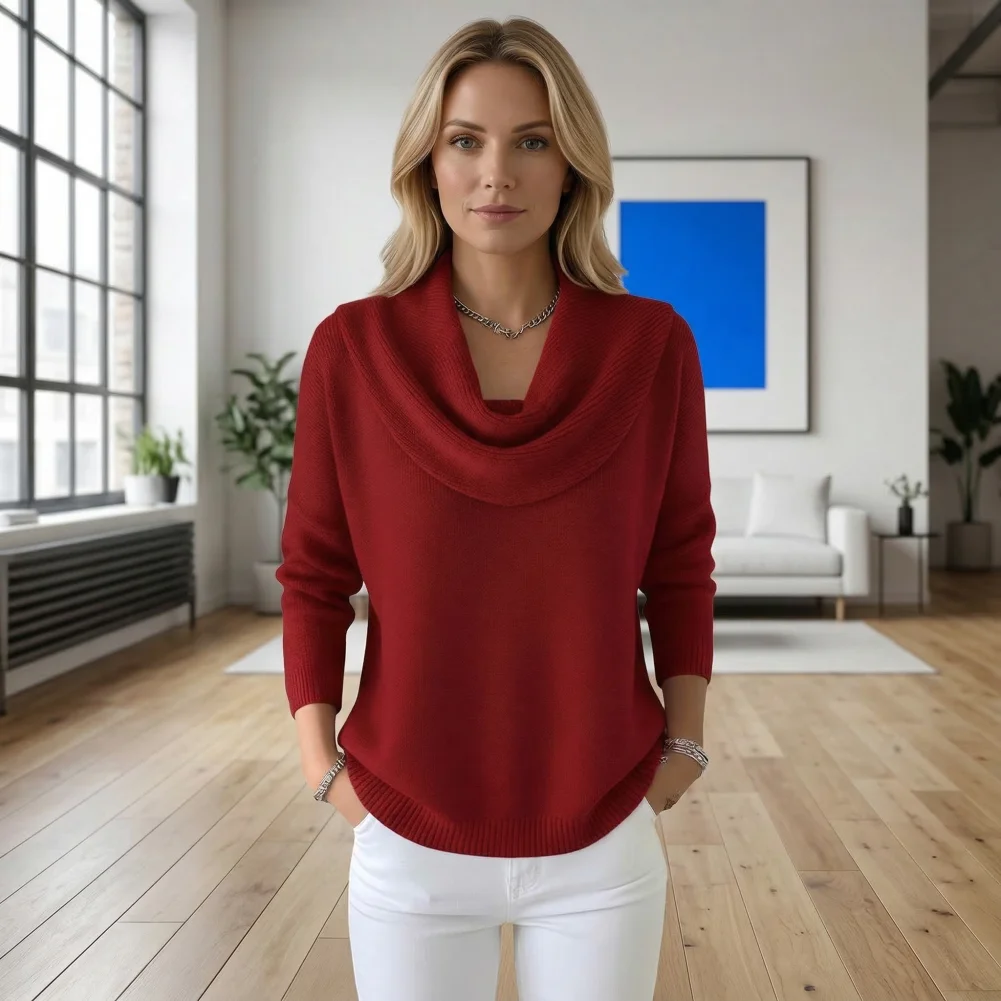 

Легкий женский свитер с воротником-стойкой, вязаный пуловер с длинными рукавами, облегающий джемпер, мягкий, дышащий, для многослойных образов, зимний