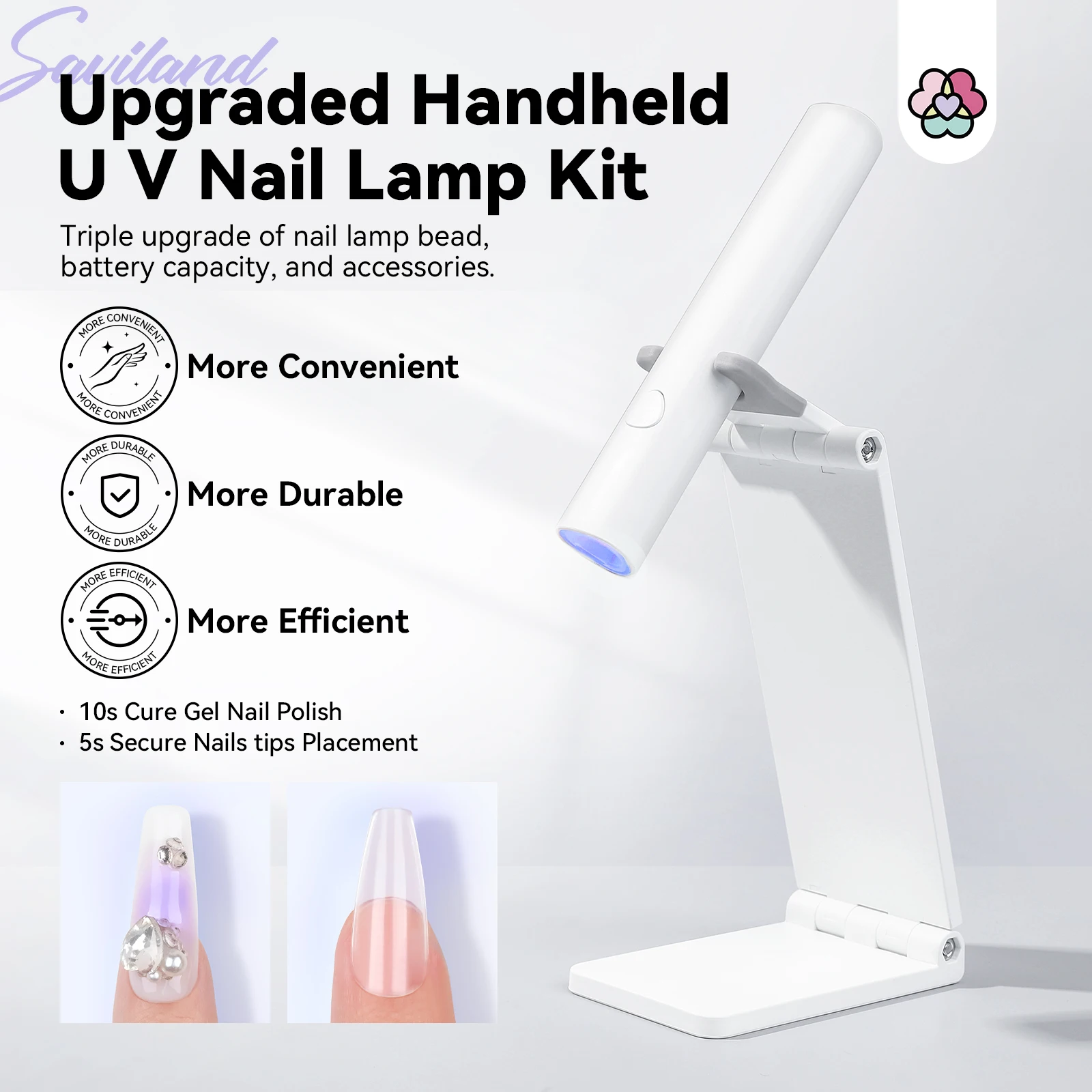 SAVILAND Mini lámpara LED para uñas U V inalámbrica con soporte portátil manos libres secador de esmalte de Gel de curado rápido alimentado por USB para el hogar DIY