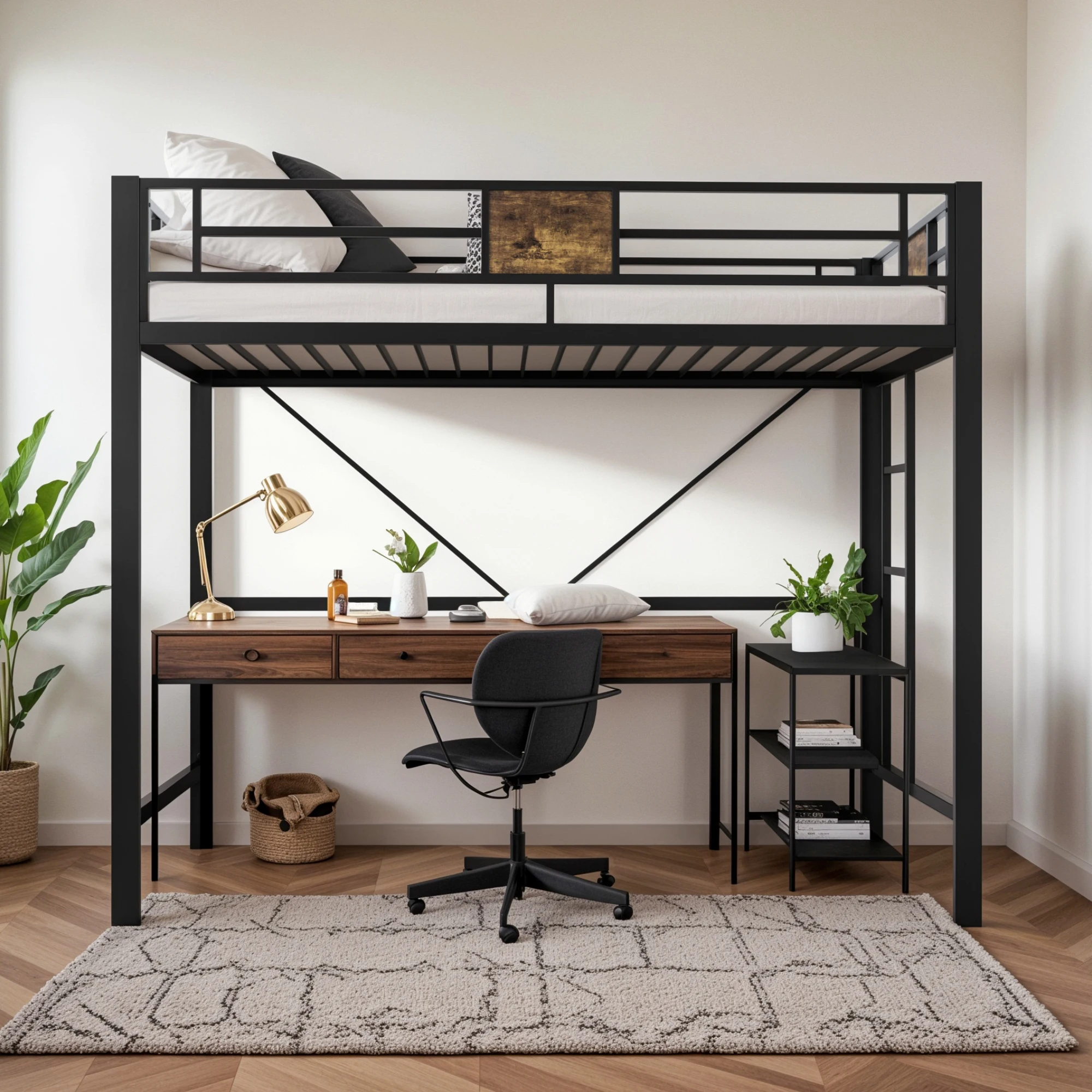 HOOMIC Twin Size Loft Bed Frame with Full Length Guardrai, Space-Saving, Sturdy Metal Construction, Easy Assembly Black Allewie