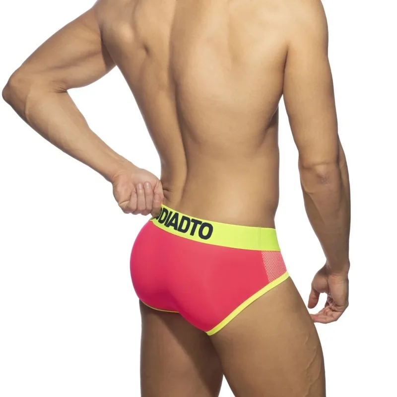 Swim Briefs Men Mesh U Convex Pouch Underwear Sports Panties Ultra-thin Male Contrasting Breathable High Elasticity Underclothes