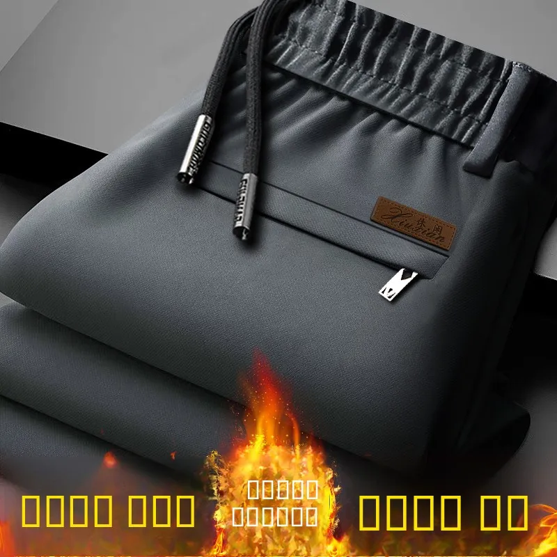 

Men's Fce Lined Loose Fit Thermal Dad Pants Faionable Straight Leg Long Trousers for Autumn Winter Casual Wear