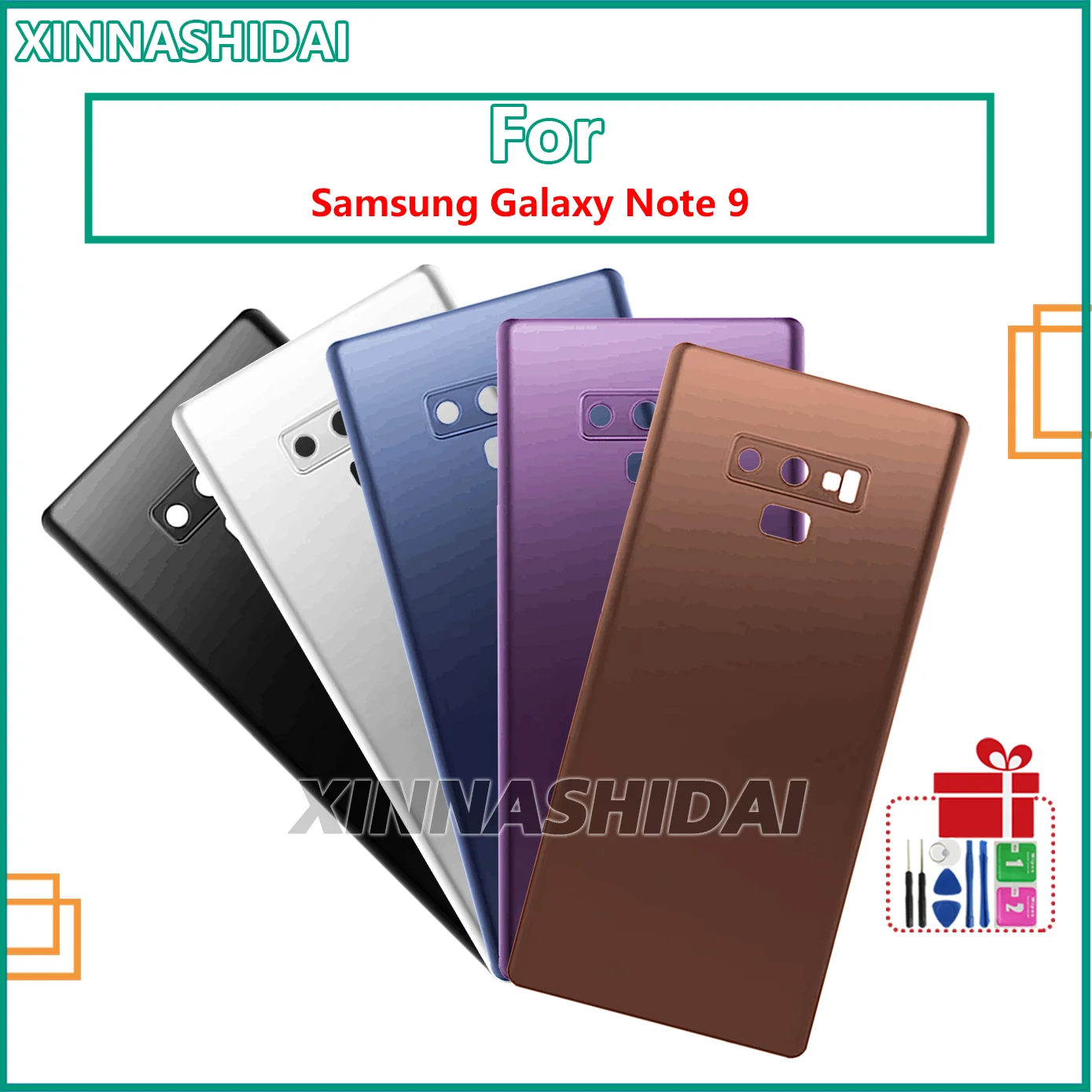 For Samsung Galaxy Note 9 N960 N9600 N960F Glass Back Battery Cover Housing Case Replacement