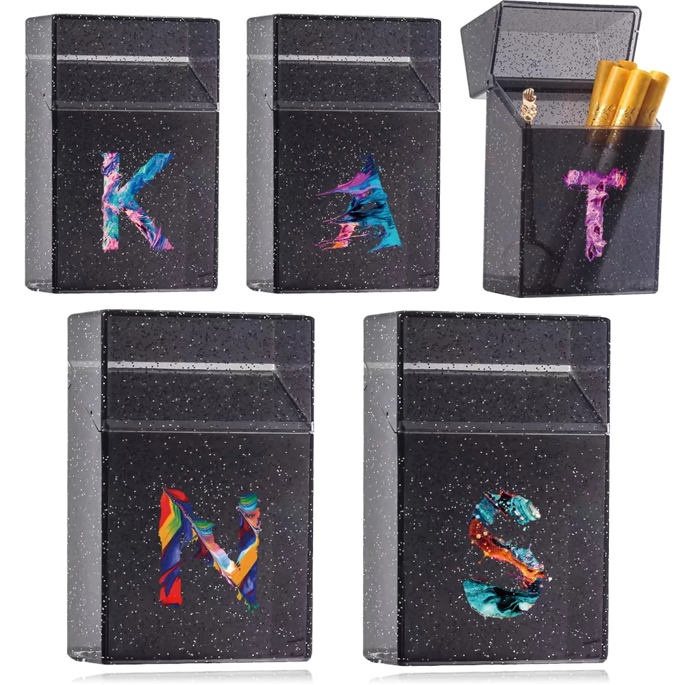 Waterproof Crystal Transparent Cigarette Storage Box For Men Cigarette Case Protect Cover Tobacco Organizer Paint Letter Pattern