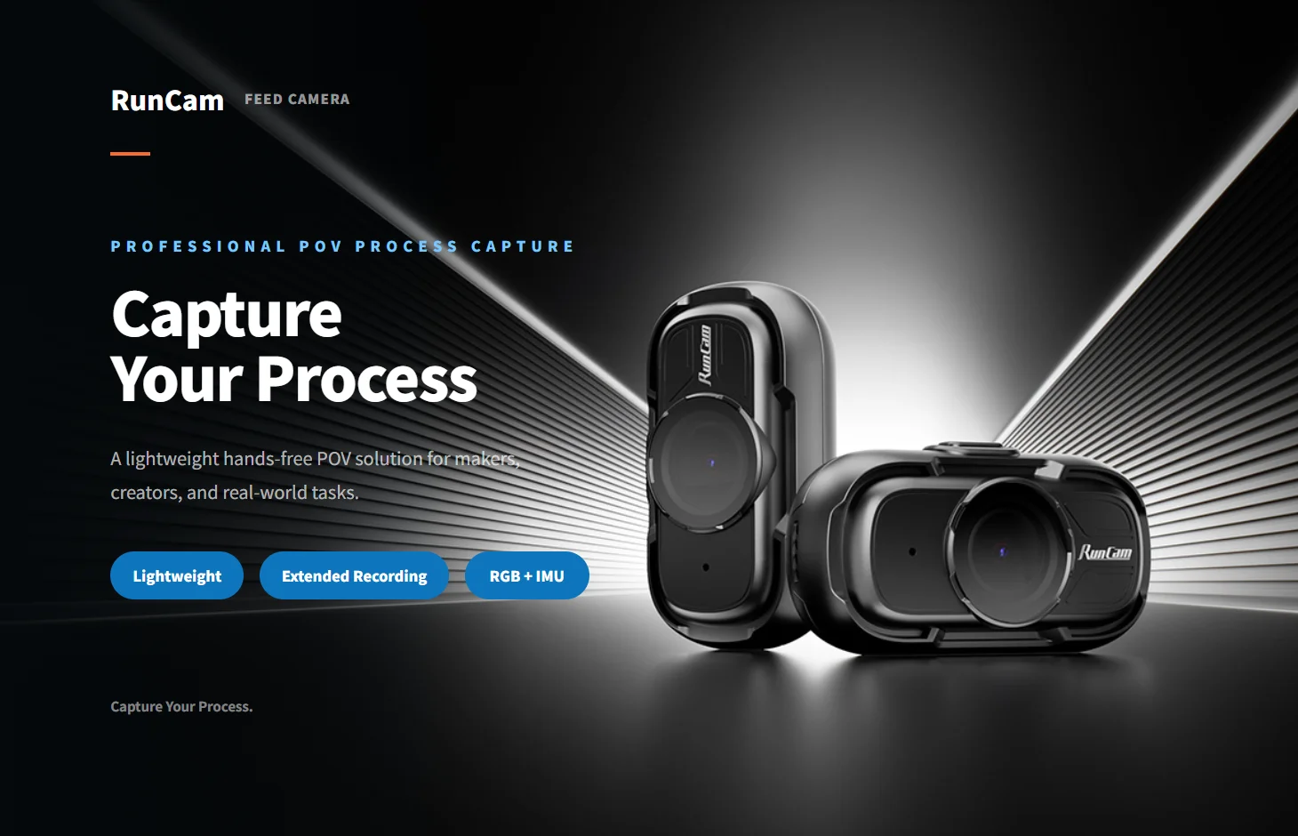 RunCam Feed Camera for first-person RGB video and IMU-assisted motion data capture