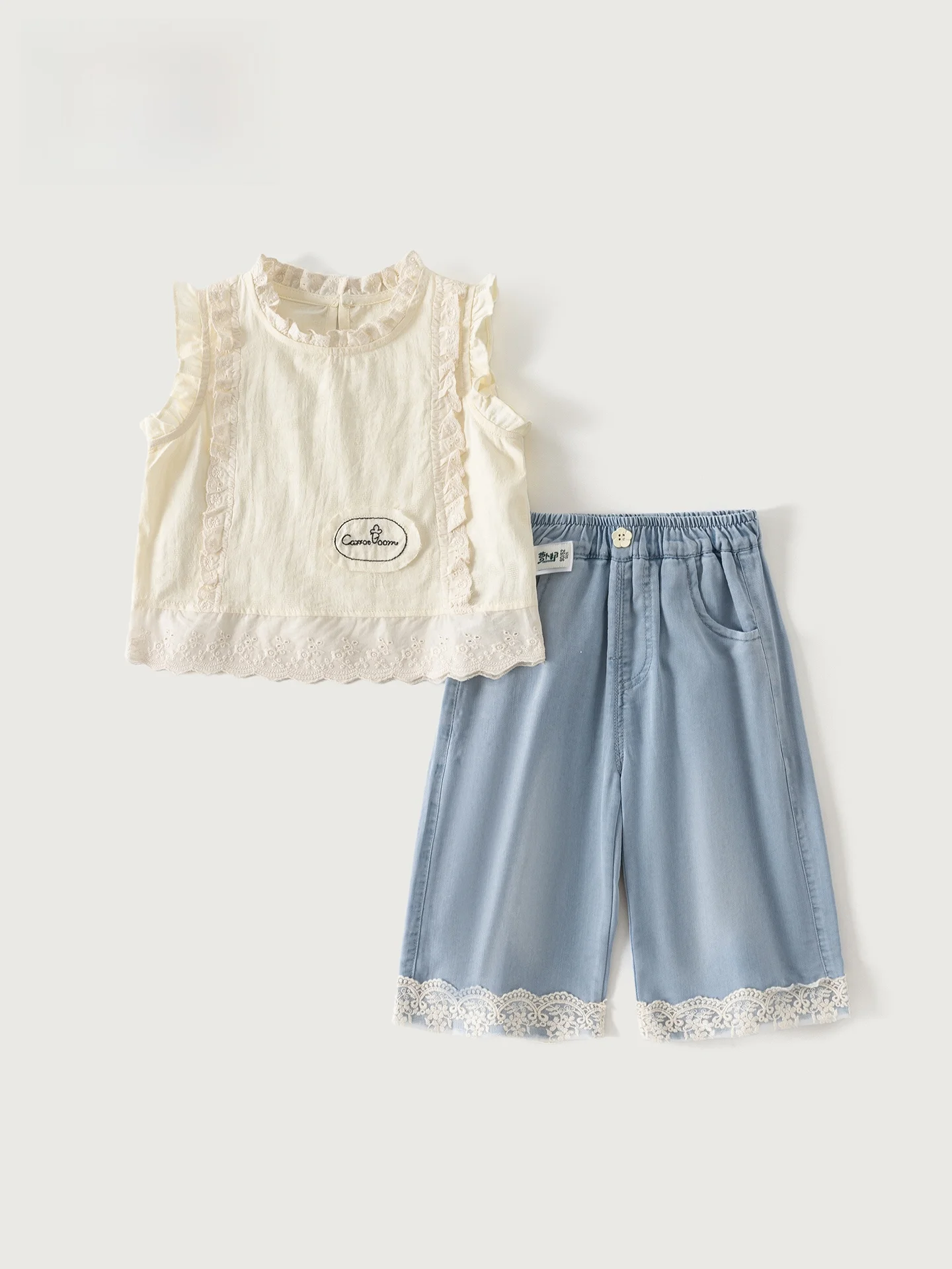 carrotboom-completo-estivo-per-bambine-nuovo-stile-coreano-outfit-in-denim-e-pizzo-set-casual-due-pezzi-per-bambine