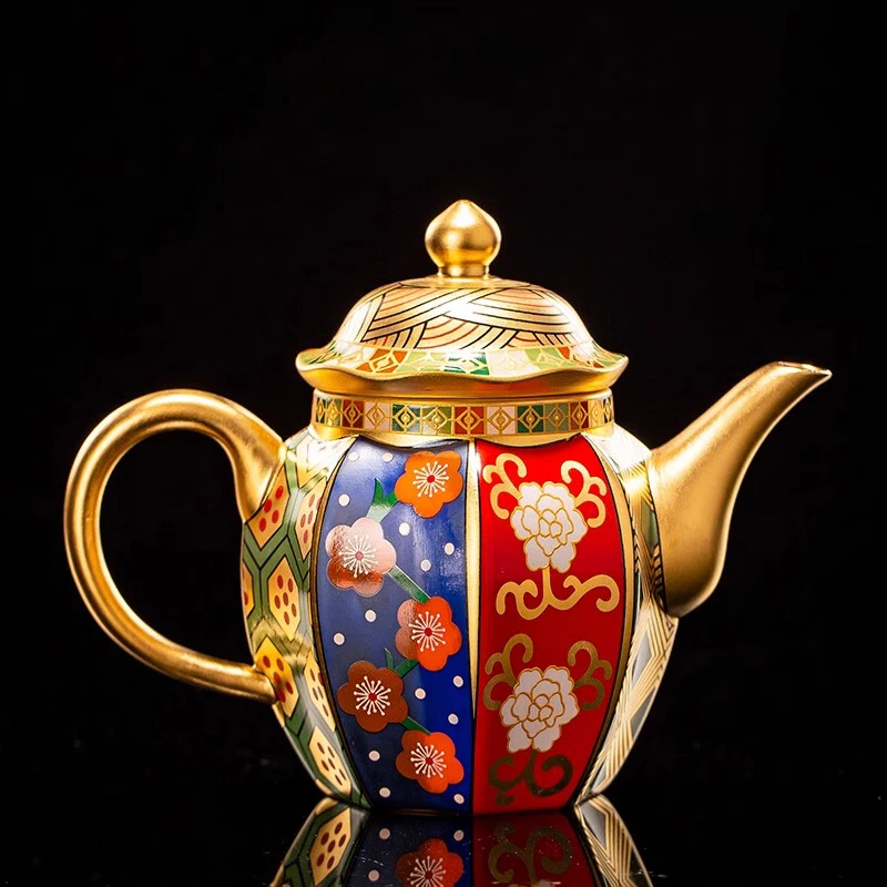 Advanced Gold Pot Health Tea Maker Master Handmade Genuine Gold Gilded Japanese Reflux Teapot Ball Hole Single Teapot Gift