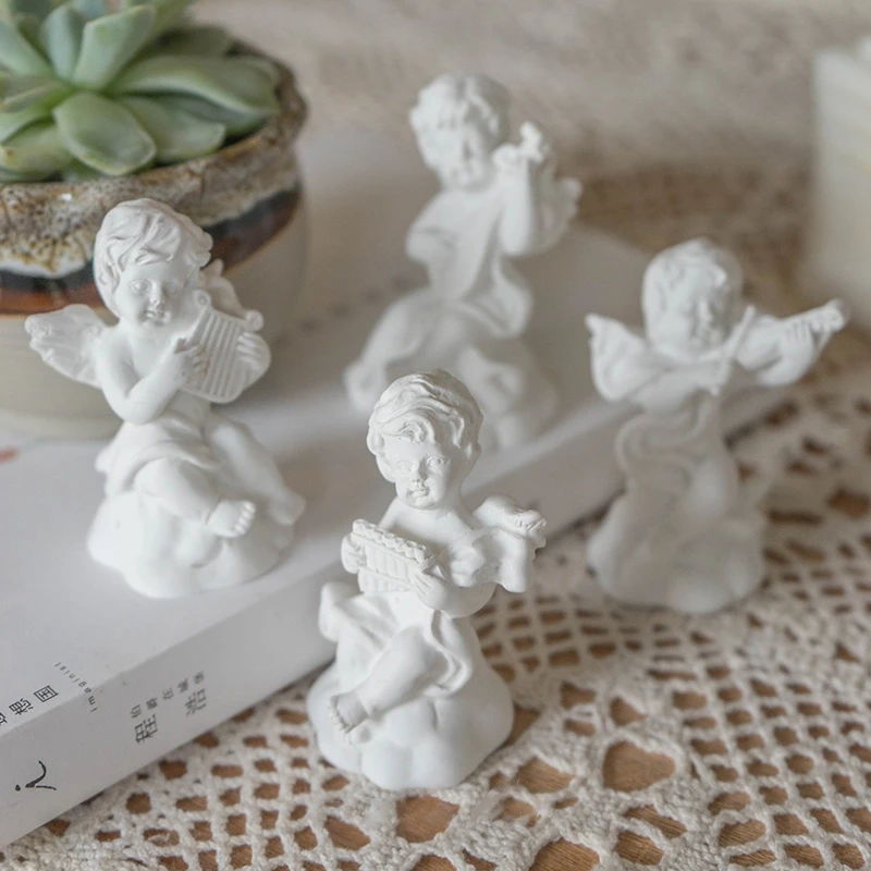 Angel Statue Cute Room Decor Decorative Angel Sculptures Figurines Mini Cupid Resin Sculpture Desk Decorations Crafts Room Decor