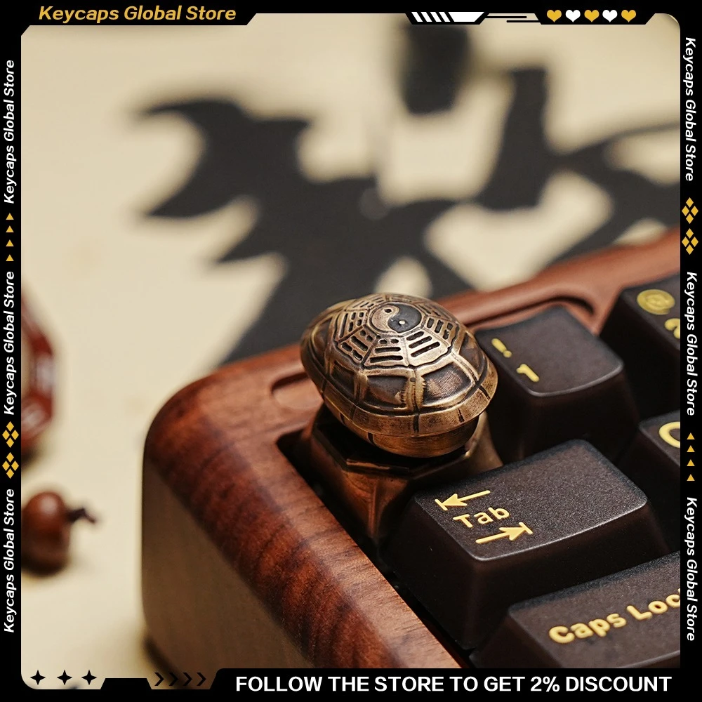 ZOMO Chinese Style Coin Turtle Keycaps 360 Degree Rotatable Custom Mechanical Keyboard Keycap Office Desktop Decompression Toys