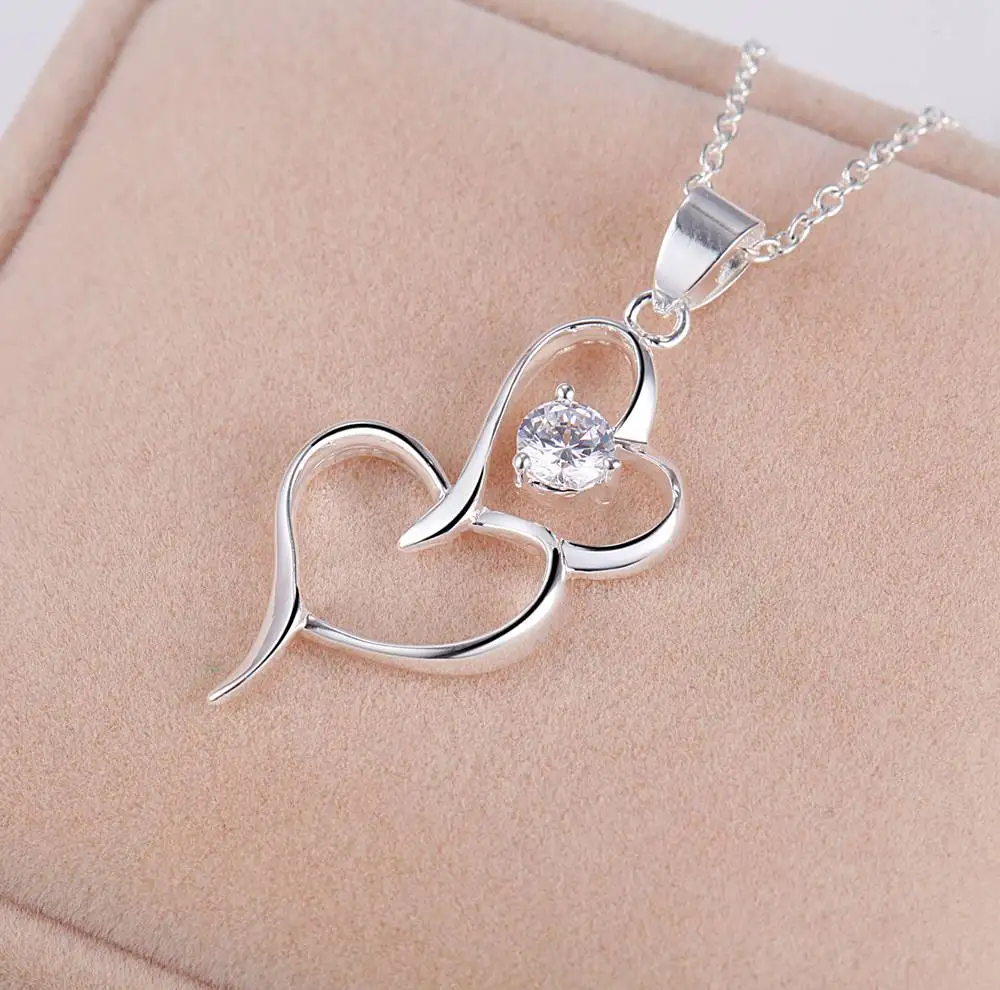 925 Sterling Silver Necklace Heart Pendant 5A Zircon for Women Wedding Jewelry Fine Accessories Good Quality Fashion Party Gifts