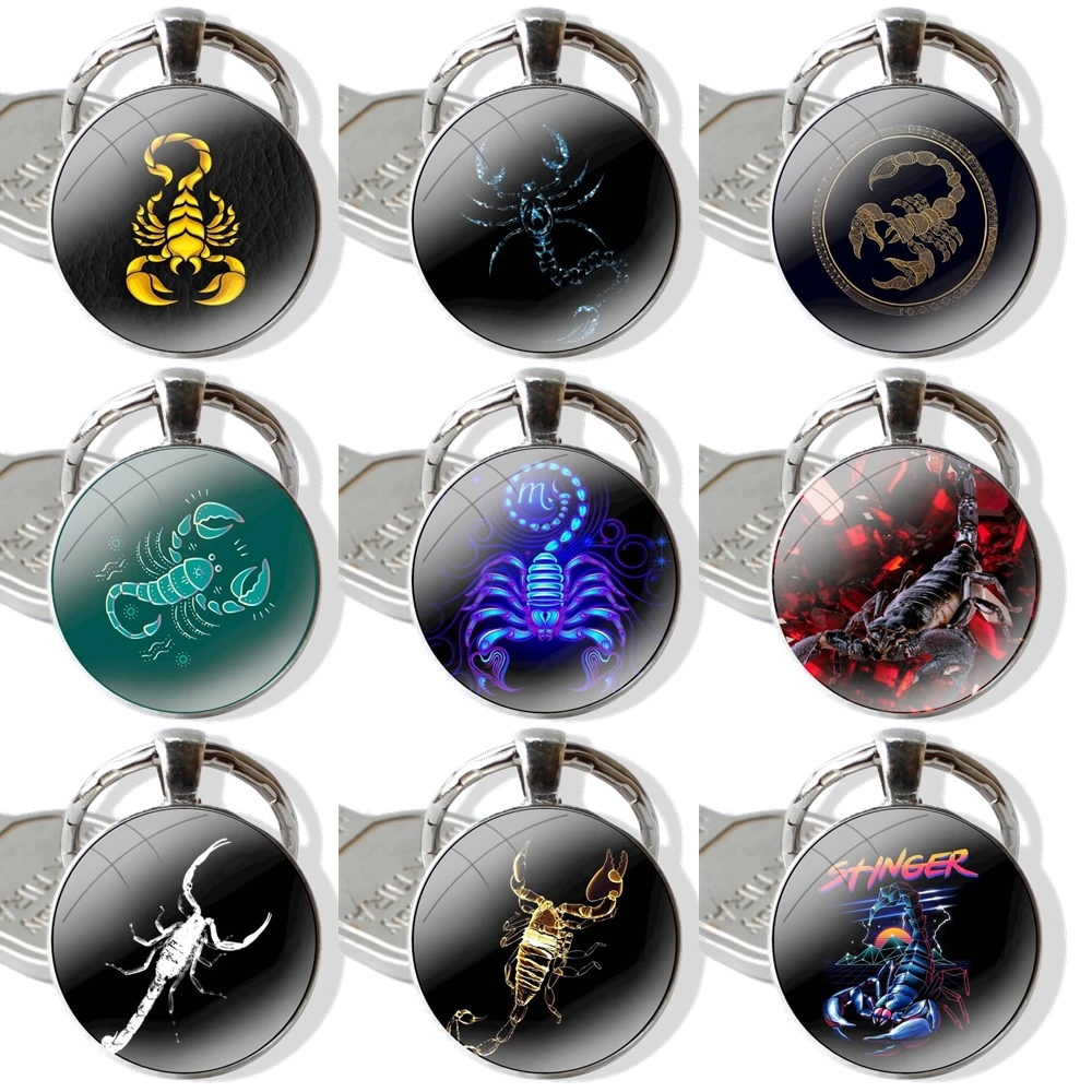 Keychain Handmade Glass Cabochon Key Ring Holder Pendant Key Chains Animal Scorpion Popular