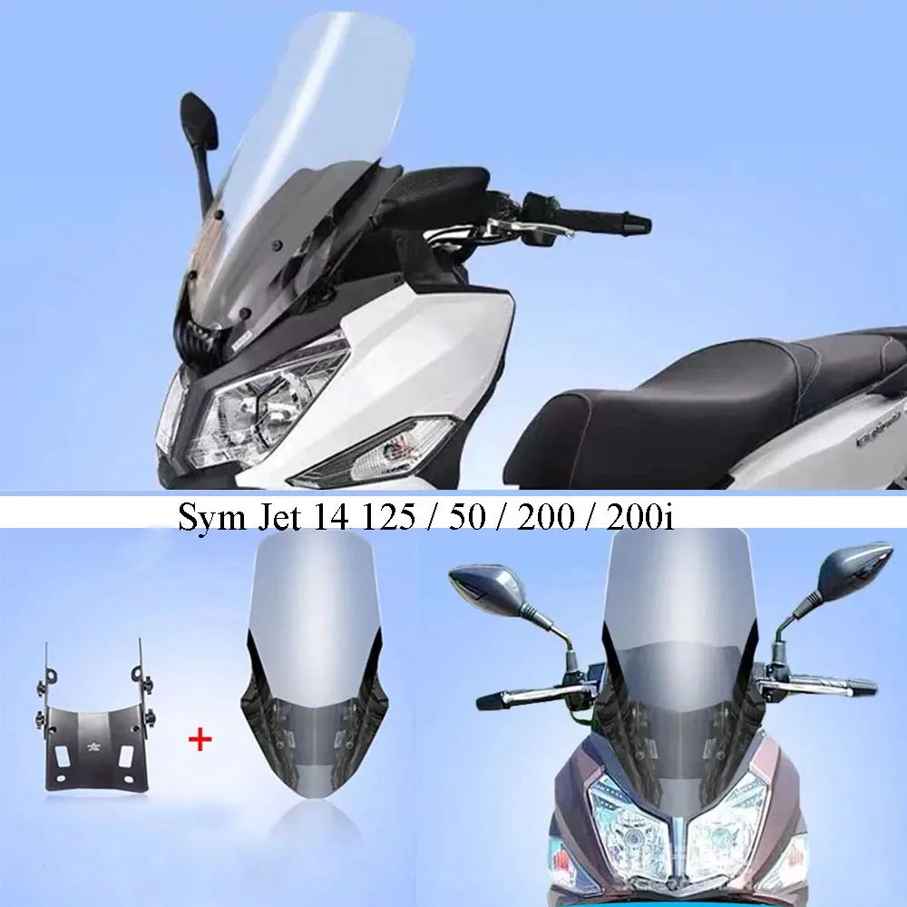 

New Motorcycle Fit Sym Jet 14 125 / 50 / 200 / 200i Dedicated Front Windshield Heighten Widened Wind Deflector For Sym Jet 14