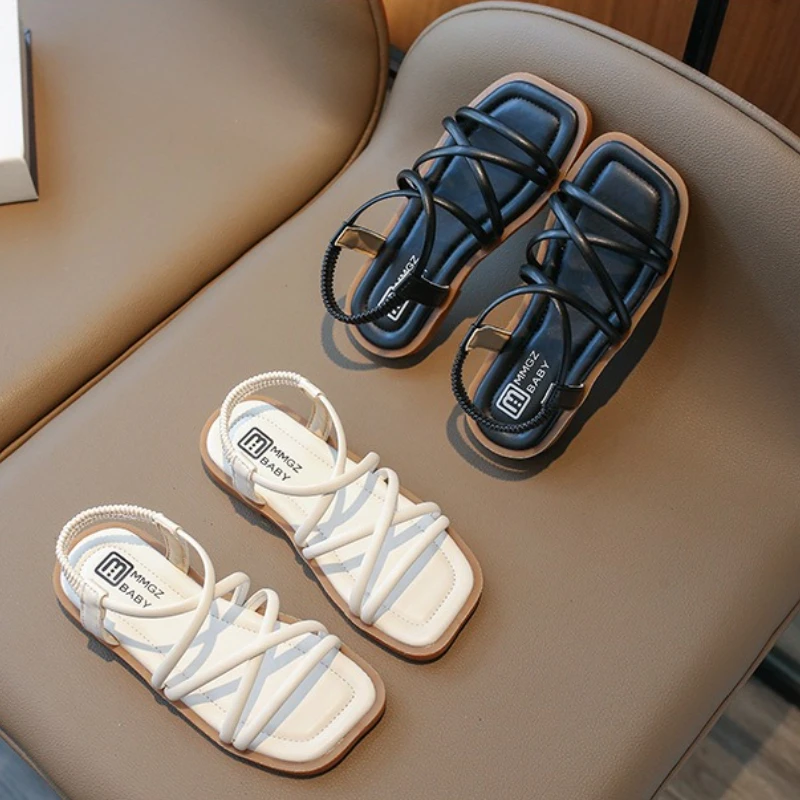 

Temperament Girl Sandals 2025Summer New Simple Girl Shoe Fine Strip Set Allmatch Kid Shoe Kid Sandals Trend Roman Sandalsсандали