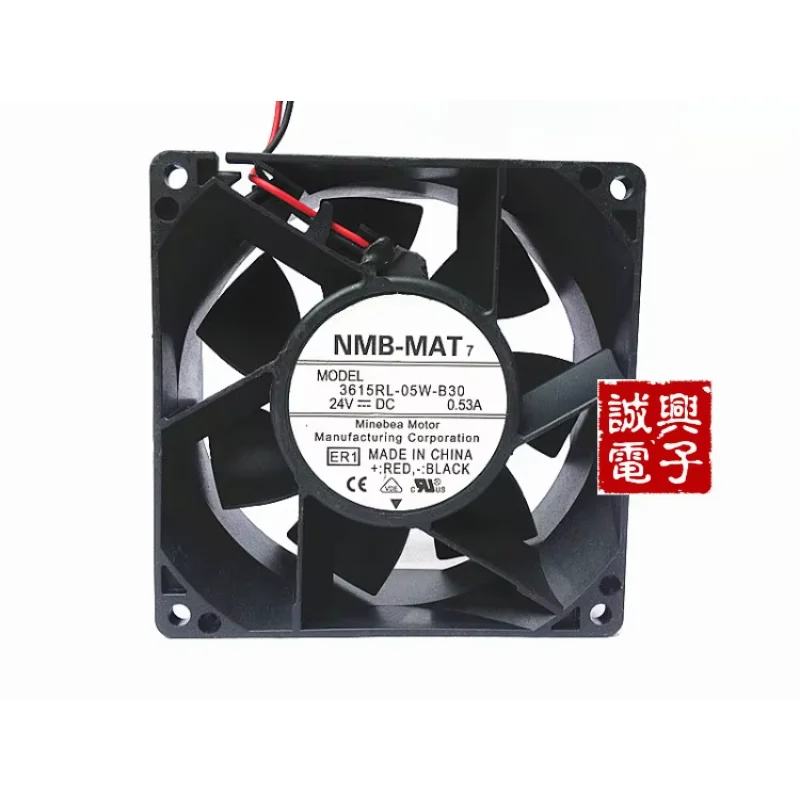 NMB-MAT 3615RL-05W-B30 ER1 DC 24V 0.53A 90x90x38mm 2-wire Server Cooling Fan