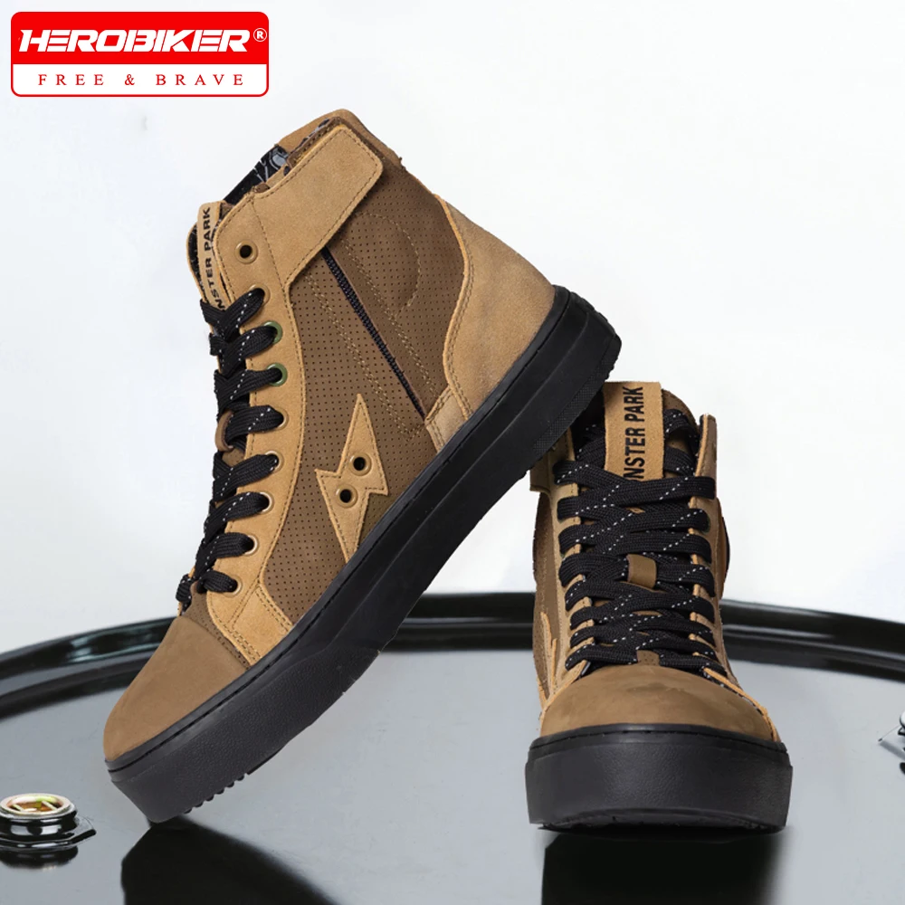 

Motorcycle Riding Shoes Men And Women Motocross Short Ankle Boots Fall-proof Breathable Riding Boots Protective High Top Shoes