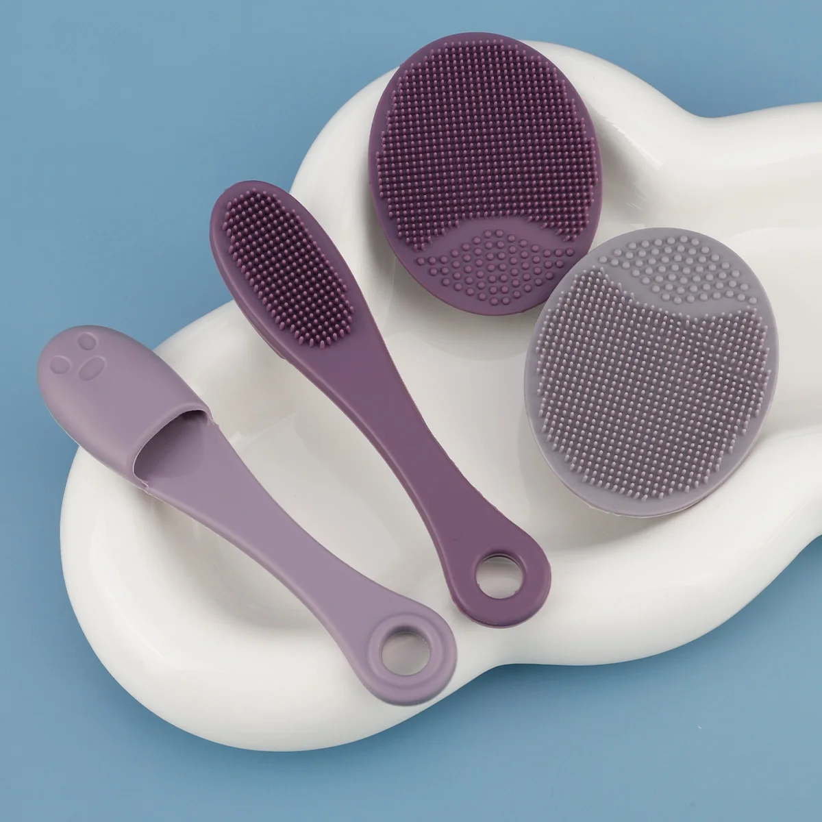 2pcs Multi-Functional Silicone Facial Cleansing Brush - Set for Removing Local Acne and Blackheads in Multiple Colors