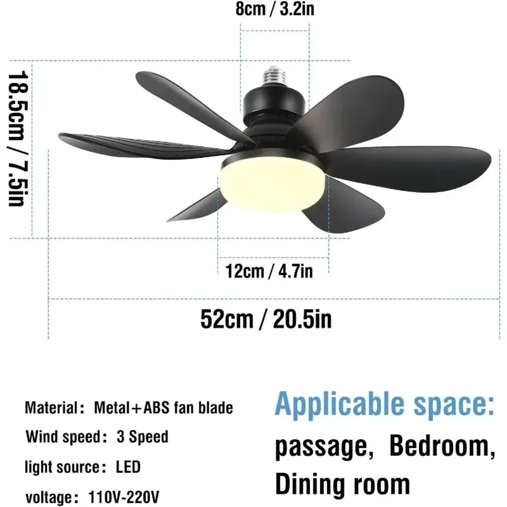 40W Ceiling Fan Lighting Dimmable Light Color Temperature Modern Ceiling Mount Remote Control Smart E27 Led Ceiling Fan Light