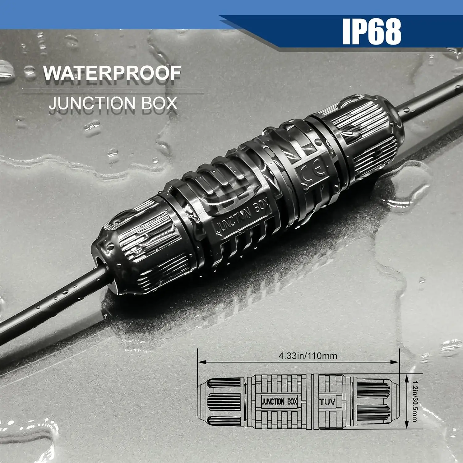 Imagem -02 - Caixa de Junção à Prova Dágua de Vias com Conectores de Cabo Elétrico de Pinos Cabo de Extensão para Fio 2210 Awg 32a Ø4-9 mm Pacote com 5