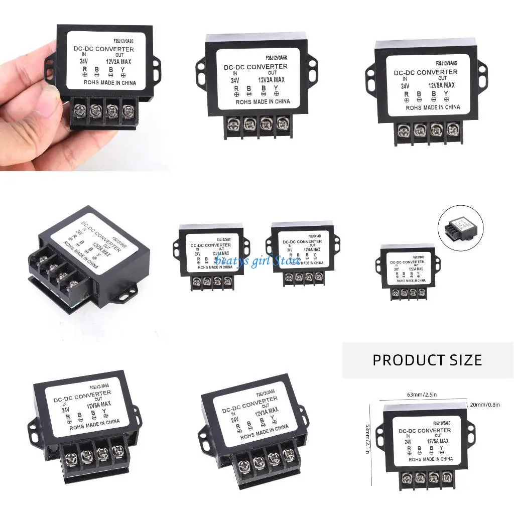 

C7AB Universal 24V to 12V 3A/5A Power Supply Adapter for LED Lights Fan and Cameras